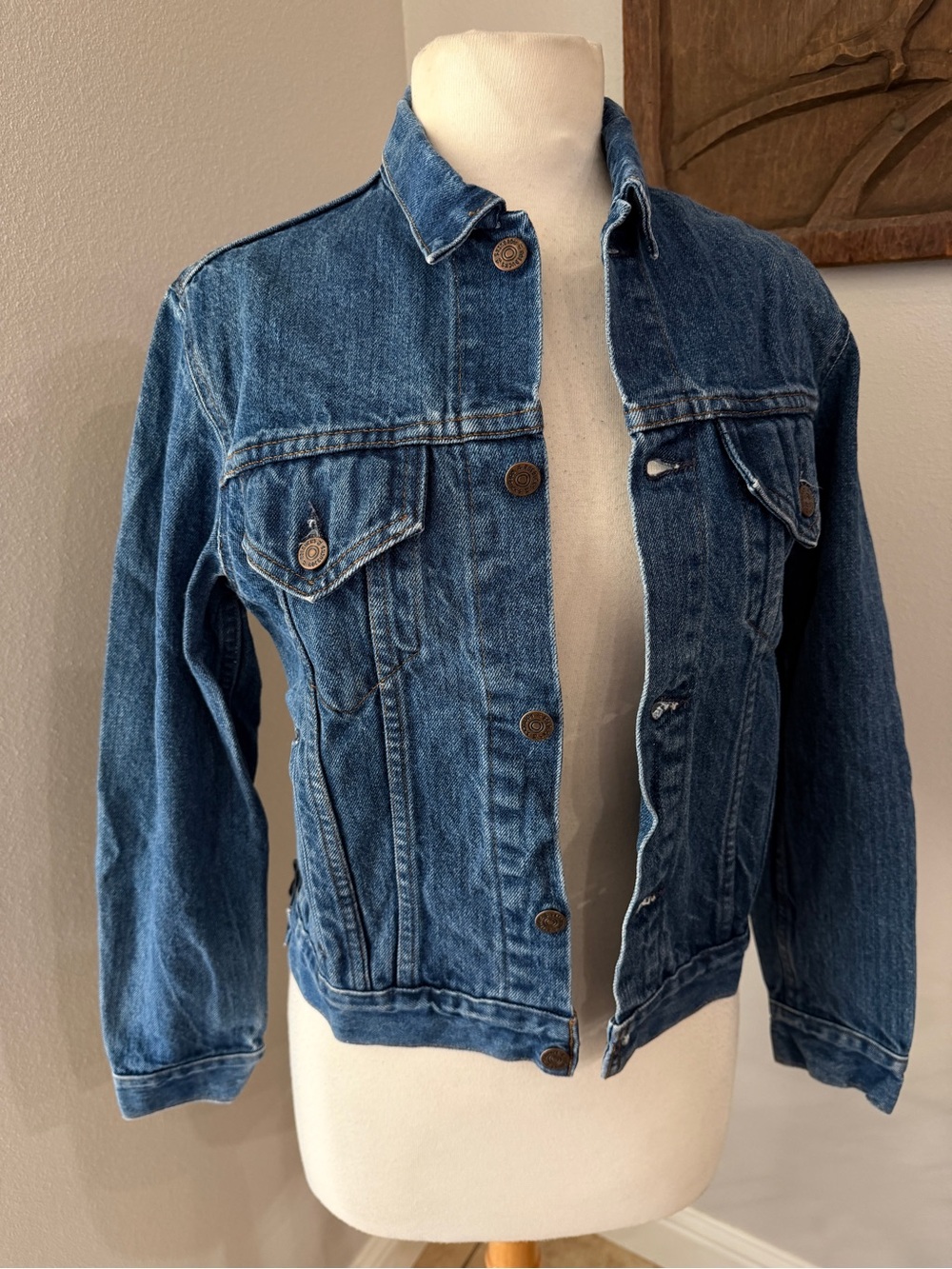 Vintage Roebucks Kids Denim Trucker Jacket Size 16 Made in USA